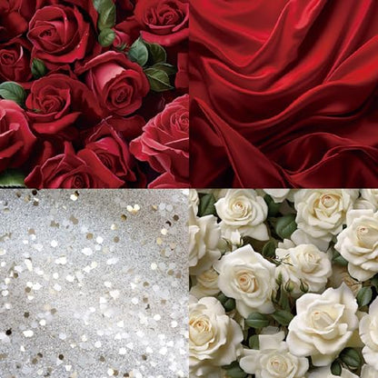 Romantic Scrapbooking Paper Pad, 6 x 6 Inch Red Rose & Heart 160gsm Cardstock Paper for Scrapbooking, 24 Sheets Luxury Valentine Craft Paper for Wedding Guest Book, DIY Cards - color: 22030 - 6×6