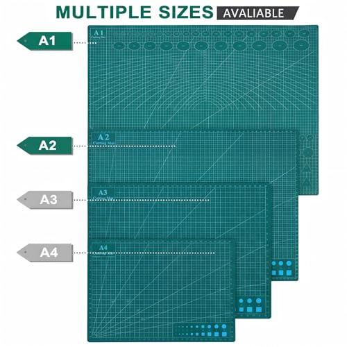 THMINS Self-Healing Sewing Mat, 18"24", 5-Ply Double-Sided Rotating Cutting Mat for Precision Sewing, Fabric Cutting, Crafts and Scrapbooking, A2, Green - size: 18"×24"