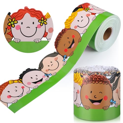 Panelee Faces of The World's Children Diversity Border 68.9 Feet Bulletin Board Border Butterflies Flowers Bee Space Inspirational Cute Decor for Classroom Bulletin Boards Chalkboard Wall Decor - style: Children