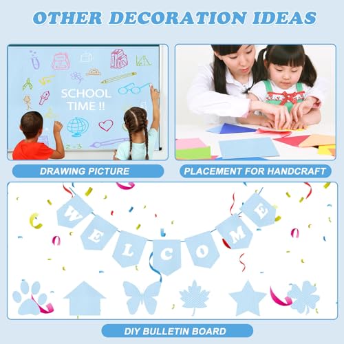 Light Blue Bulletin Board Paper Roll,14.8FTx47IN Large Reusable Waterproof Erasable Classroom Wall Background Backdrop, Fade-Resistant Fabric Wrapping Paper School Decors Teacher Supplies - color: Light Blue