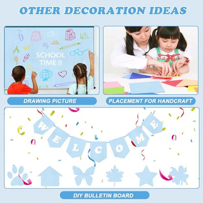 Light Blue Bulletin Board Paper Roll,14.8FTx47IN Large Reusable Waterproof Erasable Classroom Wall Background Backdrop, Fade-Resistant Fabric Wrapping Paper School Decors Teacher Supplies - color: Light Blue