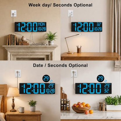 JALL 30" Giant Digital Wall Clock, Extra Large LED Clock with Remote, Huge Wall Clock with Jumbo Numbers for Living Room, Gym, Blue - color: Blue, size: 30 inches
