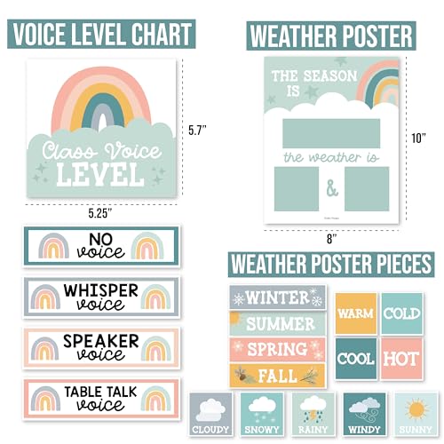 Hadley Designs Classroom Calendar Set Bulletin Board Decorations - Boho School Calendar for Classroom Decor, Kindergarten Preschool Elementary Teacher Must Haves, Homeschool & Daycare Essentials - style: Boho Muted