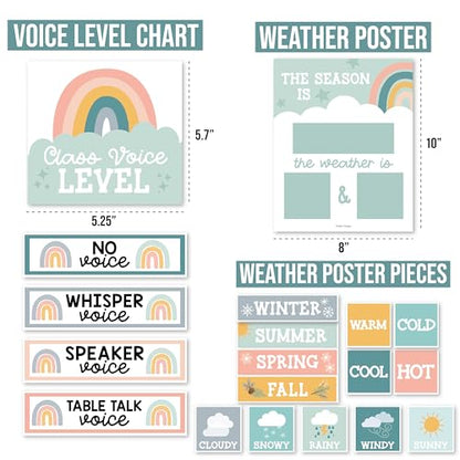 Hadley Designs Classroom Calendar Set Bulletin Board Decorations - Boho School Calendar for Classroom Decor, Kindergarten Preschool Elementary Teacher Must Haves, Homeschool & Daycare Essentials - style: Boho Muted