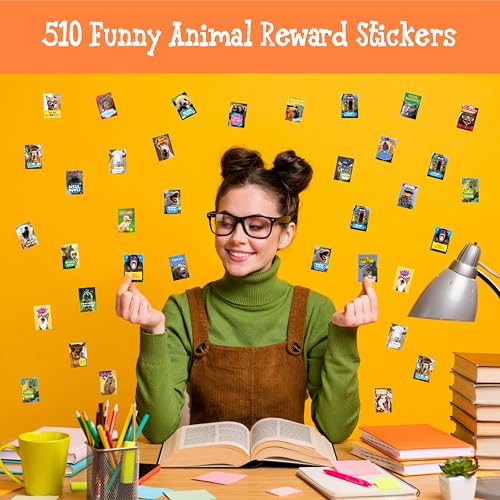 510 PCS Funny Incentive Stickers, 30 Designs Motivational Positive Stickers, Hilarious Animals Rectangular Reward Labels, Positive Encouragement Chart Decor for Kids, Teachers, Classroom, Office - style: Rectangle-A