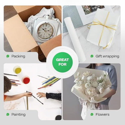 White Kraft Paper Roll 12" x 8640" (720 feet) for Packing, Moving, Shipping, Crafts - USA-Made Heavy Duty Craft Paper 50lb Thickness - 100% Recyclable Natural Kraft Wrapping Paper by IDL Packaging - color: White, size: 12"x720' (#50 Thick)