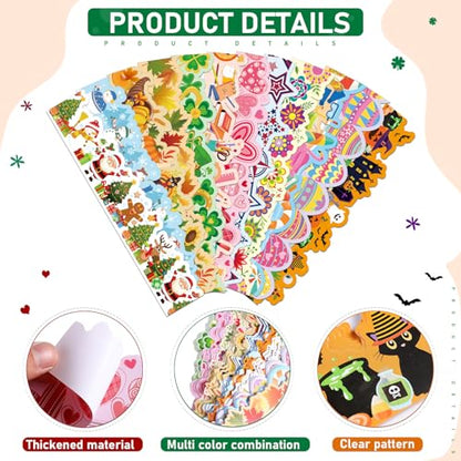 Geyee 360 Pcs Holiday Bulletin Board Borders Seasonal Bulletin Board Decorations Summer Beach Classroom Trim for Classroom School Wall Decor, 12 Design(Novel) - style: Novel