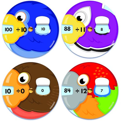 Carson Dellosa Set of Division EZ Spin Wheels, 18 2-Piece Math Manipulatives Covering Mixed Practice and Facts, Educational Toys for Homeschool and Classroom - style: Division Facts