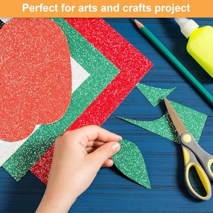 Tassel Toppers Cardstock Glitter - Decorative Craft Paper for Projects, Greeting Designs, Scrapbook Supplies, Creative DIY, 20 Sheets Assortment, 10 Sparkle Shades, 2 Pages Each