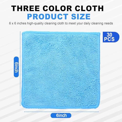 Tanlade Cleaning Cloth Dry Erase Cloth Cleaning Rags Reasonable Kitchen Towels Microfiber Towels Cars Wash(6 x 6 Inch,Blue/Light Blue/Dark Blue,30 Pcs) - color: Blue/Light Blue/Dark Blue, size: 6 x 6 Inch