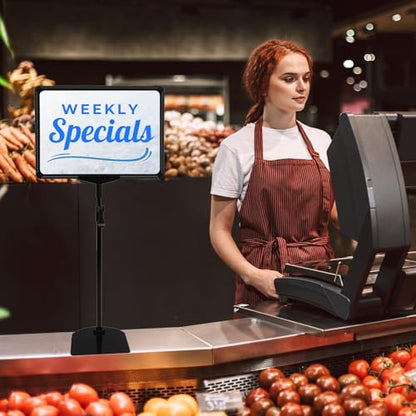 Adjustable Sign Holder - 8.5 x 11 Inch, Table & Floor Stand, Vertical & Horizontal Display, Black (6Pcs) - size: 8.5"x11"-6Pcs