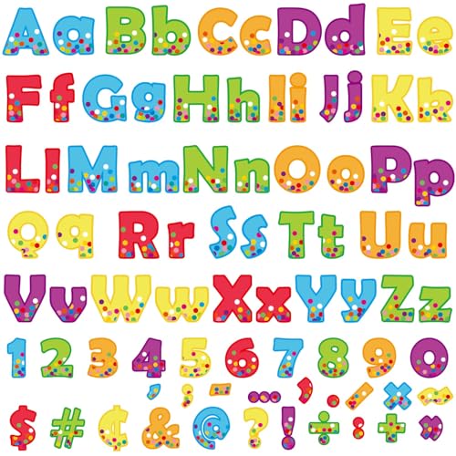 260pcs Letters Combo Pack Set Confetti Colorful Classroom Decorations Alphabet Letters Numbers Bulletin Board Block Accents Cutouts for Students Kids - style: Confetti Colorful