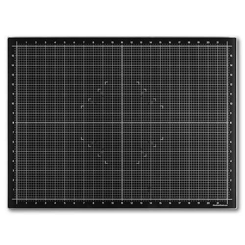 GLASSBOARD STUDIO Rich Black Glass Craft Mat (18x24in) - Magnetic, Heat & Scratch Resistant, Stain-Proof for Crafting, Cutting, Painting, Mixed Media Artwork - Grid & Angle Lines, Non-Slip Rubber Feet - color: Rich Black, size: 18"L x 24"W