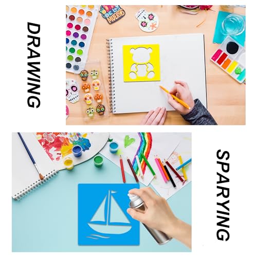 24 Piece Stencils for Kids Stencils for Painting Sidewalk Chalk Stencil Outdoor Garden Themed Stencil Kids Style Collection-6in - size: 6in