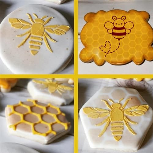 6PCS Reusable Bee Stencils Bee Honeycomb Stencil for Painting on Wood Signs Furniture DIY Crafts Wall Canvas Fabric Plastic Drawing Template for Painting on Wood Tile Paper Fabric Floor Wall
