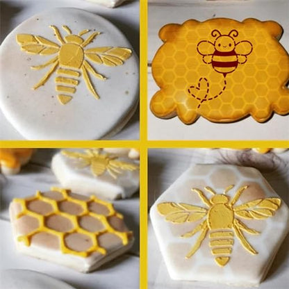 6PCS Reusable Bee Stencils Bee Honeycomb Stencil for Painting on Wood Signs Furniture DIY Crafts Wall Canvas Fabric Plastic Drawing Template for Painting on Wood Tile Paper Fabric Floor Wall