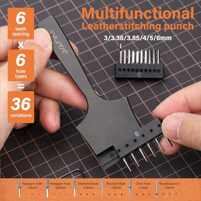WUTA Removable Leather Hole Punch,Versatile Leather Stitching Punch,Leather Hole Punch Tool Set,Leather Stitch Punch for Leather Stitching Punch Craft DIY（20 x Chisel Head） - size: 3nd 20 Pcs Chisel Head