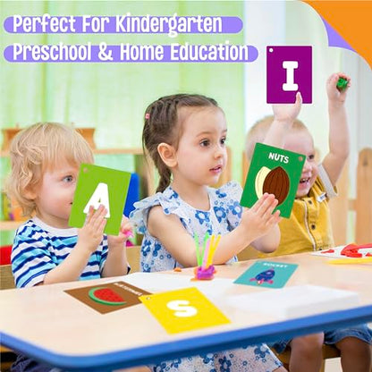 SpriteGru Alphabet Flash Cards, 52 Double Sided Cards, Uppercase & Lowercase Letter Cards, Letters and Sight Words Learning Cards for Preschool and Toddlers Learning - style: Alphabet Flash Card
