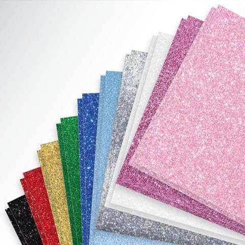 Tassel Toppers Cardstock Glitter - Decorative Craft Paper for Projects, Greeting Designs, Scrapbook Supplies, Creative DIY, 20 Sheets Assortment, 10 Sparkle Shades, 2 Pages Each