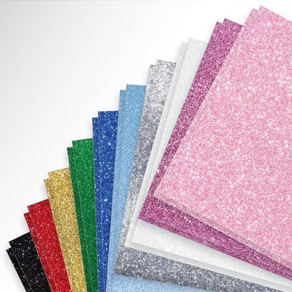Tassel Toppers Cardstock Glitter - Decorative Craft Paper for Projects, Greeting Designs, Scrapbook Supplies, Creative DIY, 20 Sheets Assortment, 10 Sparkle Shades, 2 Pages Each