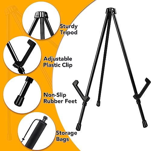 AROIC 3 Pack 14'' Tabletop Easels, Black Steel Table Top Easels for Display, Adjustable Portable Table Top Easel for Paintings, Signs, Posters,Frame Pictures(with 3 Bags) - style: 3P