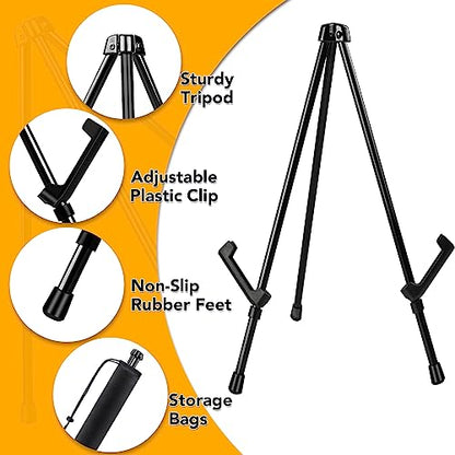 AROIC 3 Pack 14'' Tabletop Easels, Black Steel Table Top Easels for Display, Adjustable Portable Table Top Easel for Paintings, Signs, Posters,Frame Pictures(with 3 Bags) - style: 3P