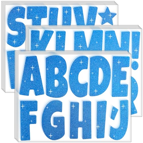 Glitter Bulletin Board Letters for Classroom Alphabet Poster Board Letters for Bulletin Board Display Home School Classroom Decor(Blue,4 Inch) - color: Blue
