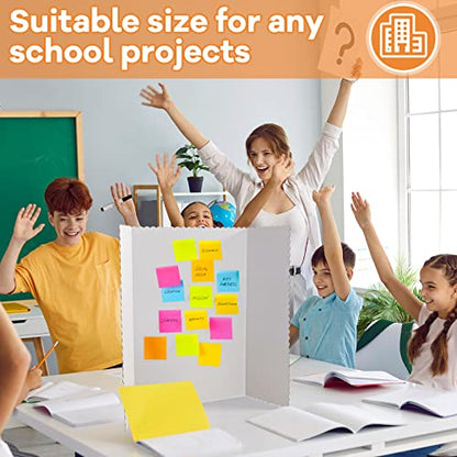 Henoyso 8 Pcs 36 x 48 Inch White Trifold Poster Board for Science Fair School Business Project Exhibition Large Tri Fold Presentation White Display Board Foldable Paperboard - color: White, size: 36 x 48 Inch