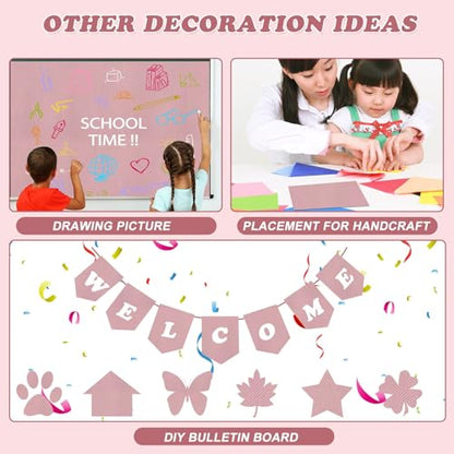 Pink Bulletin Board Paper Roll,14.8FTx47IN Large Reusable Waterproof Erasable Classroom Wall Background Backdrop, Fade-Resistant Fabric Wrapping Paper School Decors Teacher Supplies - color: Light Mauve