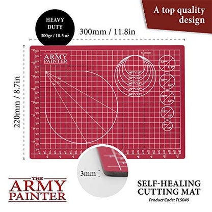 The Army Painter Self-Healing Cutting Mat | Double-Sided PVC Non-Slip Mat| 3-Layer Square Cutting and Modeling Mat| A4, 220x300mm | for Role Play, Board Game