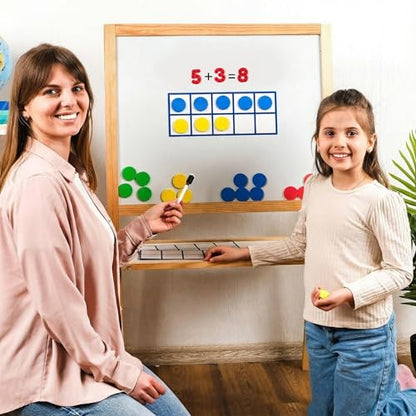 70 PCS Magnetic Ten Frames - Math Manipulatives for Elementary Classroom & Kindergarten - 4 Ten Frames & 44 Math Counters for Kids, Math Games for Kindergarten - Jumbo Magnetic Ten Frame Set