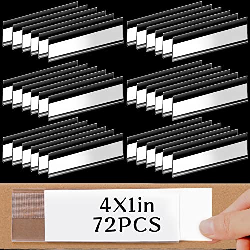 72 Pieces Clear Plastic Adhesive Shelf Tag & Price Label Holders for Supermarket, School, Library, Mailbox & Storage Bins(4 x 1 Inch) - size: 4 x 1 Inch