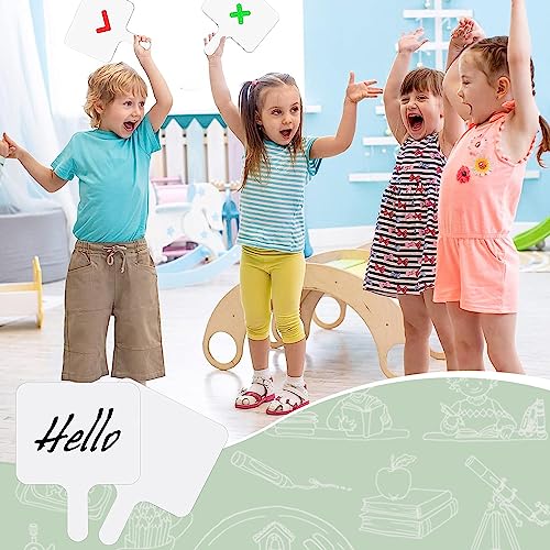 50 Pcs Dry Erase Paddles, Dry Erase Answer Paddle, Double Sided Handheld White Boards, Double Sided Paddles for Students Teachers Classroom Voting Bridal Shower Games(50 Pack,10 X 7.9 Inches)