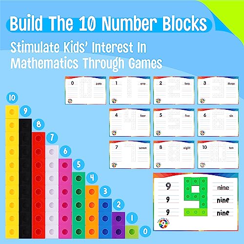 Math Linking Cubes, 100 Math Cube Manipulatives with 30 Learning Activities Number Counting Blocks Snap Linking Math Counters Fun & Educational Pre-K Counting Blocks for Preschool Kindergarten - style: numbers & equation