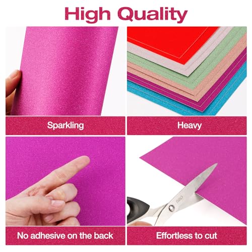 A5 Glitter Cardstock Paper - 40 Sheets 20 Colors, 250GSM Heavyweight Sparkly Glitter Paper for Scrapbooking, Card Making, DIY Crafts, No Shedding, Acid-Free & Vivid Colors
