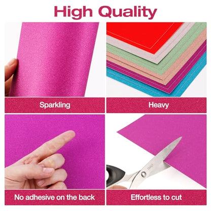 A5 Glitter Cardstock Paper - 40 Sheets 20 Colors, 250GSM Heavyweight Sparkly Glitter Paper for Scrapbooking, Card Making, DIY Crafts, No Shedding, Acid-Free & Vivid Colors