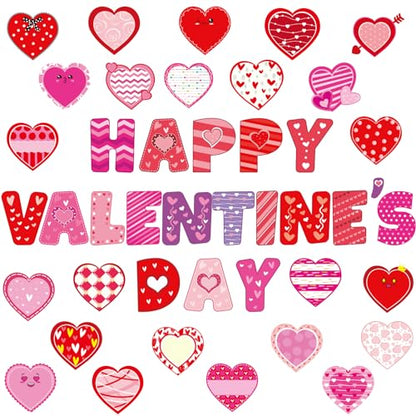 Fancy Land 90PCS Valentine’s Day Cutouts Paper Heart Cutouts for Classroom Bulletin Board Decorations