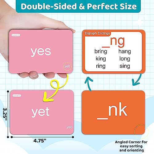 712 Sight Words/Phonics Flash Cards, Dolch & Fry High Frequency Site Words, Learn to Read CVC Blends, Short/Long Vowel Sounds, Flash Cards Games for PreK Kindergarten 1st 2nd 3rd Grade, Kids 4-10 - style: 712 Sight Words