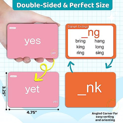 712 Sight Words/Phonics Flash Cards, Dolch & Fry High Frequency Site Words, Learn to Read CVC Blends, Short/Long Vowel Sounds, Flash Cards Games for PreK Kindergarten 1st 2nd 3rd Grade, Kids 4-10 - style: 712 Sight Words