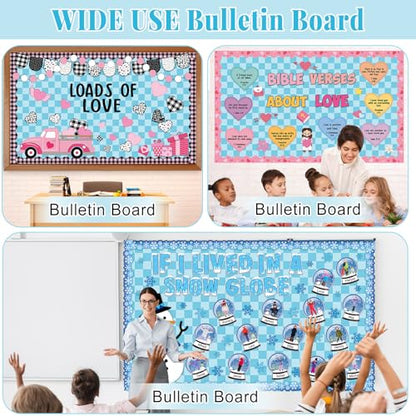 Blue Checkered Bulletin Board Roll Non-Woven Fabric Poster 15.7" x65.6ft - color: Blue Checkered, size: 787.2" x 15.7"