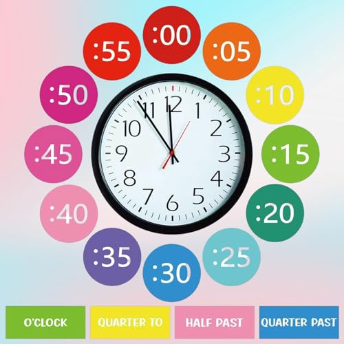 Boho Rainbow Clock Numbers Bulletin Board Kits, Telling Time Teaching Clock for Kids Labels, Learning to Tell Time Clock Cutouts for Elementary Math Classroom Must Haves (Bright) - color: Bright