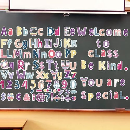 260pcs Letters Combo Pack Set Happy Day Colorful Boho Decorations Alphabet Letters Numbers Bulletin Board Block Accents Cutouts - style: Happy
