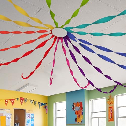 Watersay 16 Rolls Rainbow Crepe Paper Streamers 528 ft 8 Colors Party Streamers Back to School Classroom Ceiling Decor for Wedding Birthday Baby Shower DIY Festivals Party Supplies