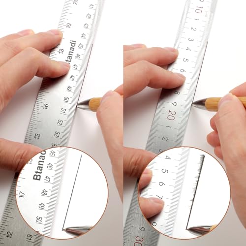 36 Inch Metal Ruler, Stainless Steel Straight Edge Ruler with Cork Backing, Non-Slip Imperial & Metric Measuring Tool for School, Office, Woodworking, Drafting - style: 36"Single