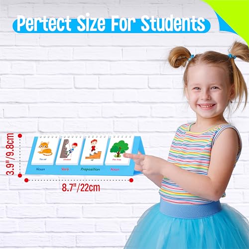 Sentence Flip Charts, 80 Double Sided Cards 40 Sentences, Learn Parts of Speech Who/What/Where Sentence Building Freestanding Flip Chart Educational Tool for Preschool Kindergarten 1st 2nd Grade - style: Sentence-C
