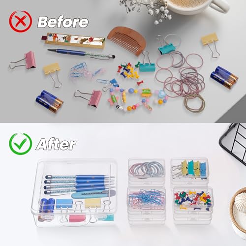 zoeynex Small Bead Organizers and Storage, 12 Clear Plastic Boxes with Hinged Lids, for Beads, Jewelry Making, Crafts, Hardware, Fishing Tackle, Small Parts (32 Labels) - size: 3" x 2" x 0.8" (12 Pack)