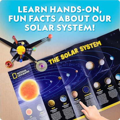 National Geographic Glow-in-the-Dark Solar System Model Kit for Kids - Build & Paint a 3D Planetary Model with Movable Arms, STEM Projects for Kids Ages 8-12, Space Themed Bedroom Decor - style: Solar System Model