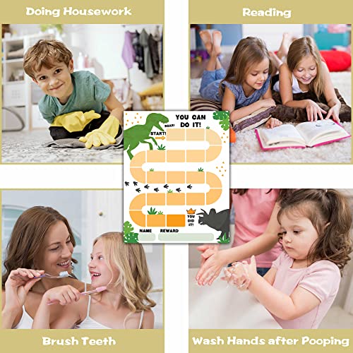 10 Dinosaur Reward Chart with 216 Round Stickers, Incentive Behavior Chart for Kids at Home Classroom, Kids Routine Daily Chore Sticker Chart-A09 - style: Dinosaur Reward Chart with
