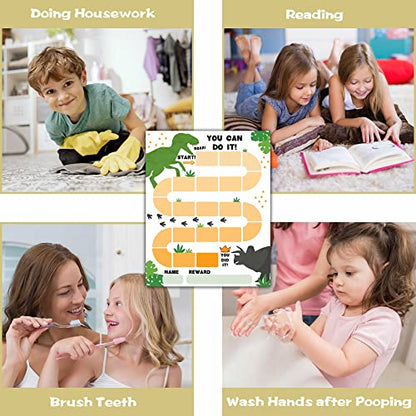 10 Dinosaur Reward Chart with 216 Round Stickers, Incentive Behavior Chart for Kids at Home Classroom, Kids Routine Daily Chore Sticker Chart-A09 - style: Dinosaur Reward Chart with