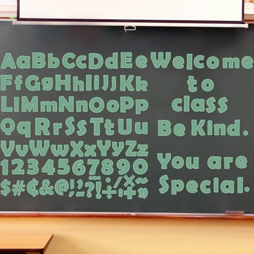 260pcs Letters Combo Pack Set Eucalyptus Classroom Decorations, Green Alphabet Letters Numbers Bulletin Board Block Accents Cutouts for Students Kids - style: green